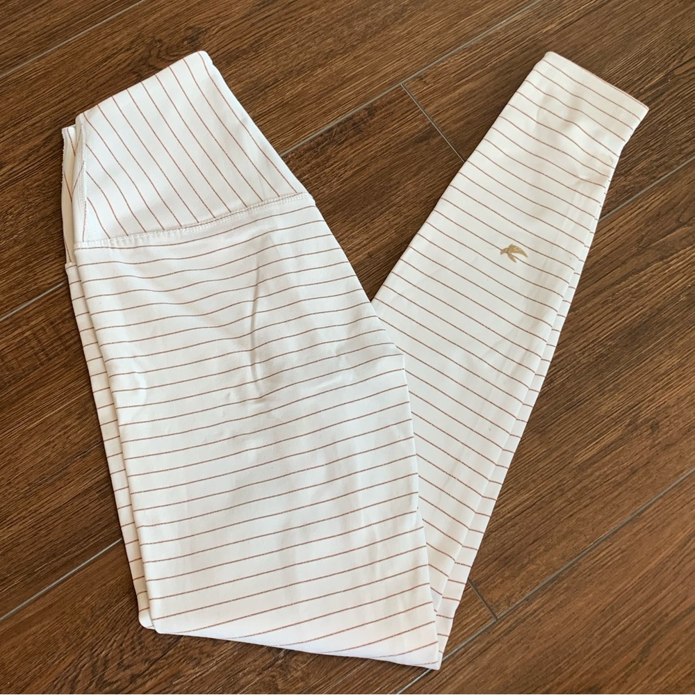 White and rose gold stripe glyder leggings